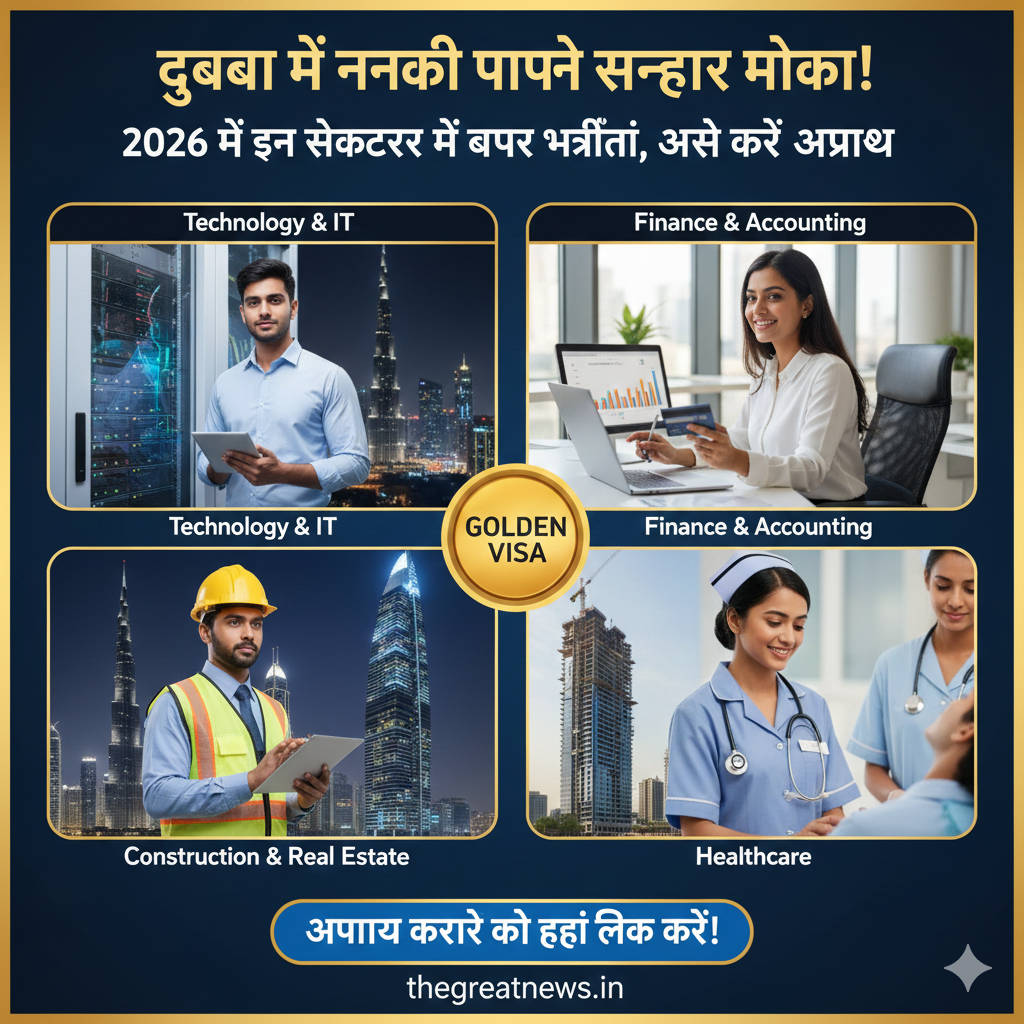 दुबई में नौकरी पाने का सुनहरा मौका! 2026 में इन सेक्टर्स में बंपर भर्तियाँ, ऐसे करें अप्लाई