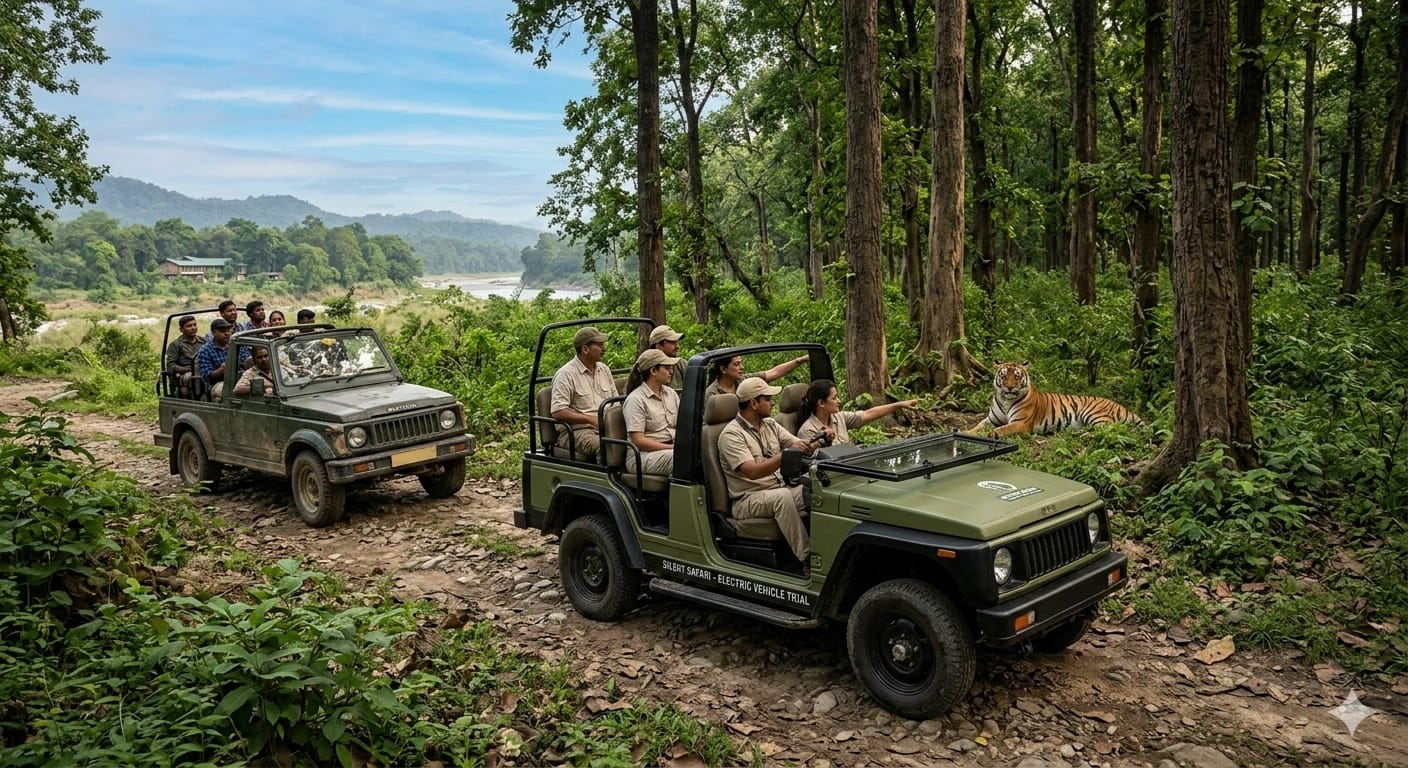 कॉर्बेट के जंगलों में ‘साइलेंट सफारी’ का इंतजार: क्या पुरानी जिप्सियों की जगह लेंगे इलेक्ट्रिक वाहन?