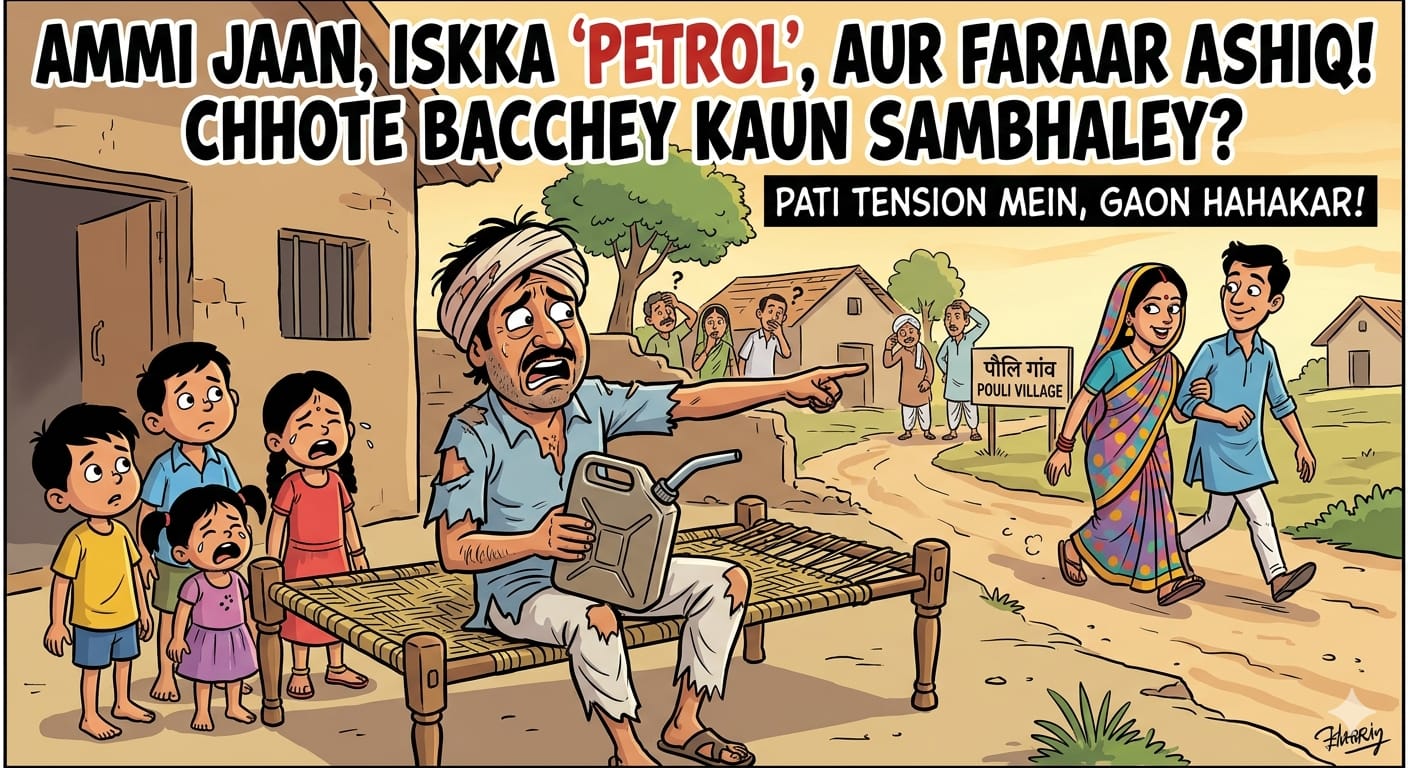 इश्क का 'पेट्रोल' और फरार अम्मीजान: चार बच्चों को छोड़ प्रेमी संग फुर्र हुई महिला, बेबस पति ने खुद को फूंकने की कोशिश कर मचाया बवाल
